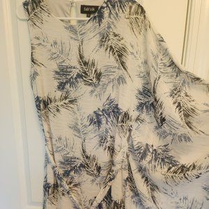 fab'rik Feather print one sleeve tunic - size Medium